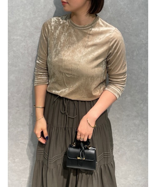 Mila Owen（ミラオーウェン）の「ベロアロンTシャツ【手洗い可能