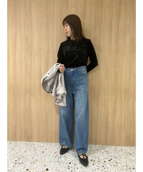 【Mila Owen】ベロアロンTシャツ Mila Owen（ミラオーウェン）の「ベロアロンTシャツ【手洗い可能