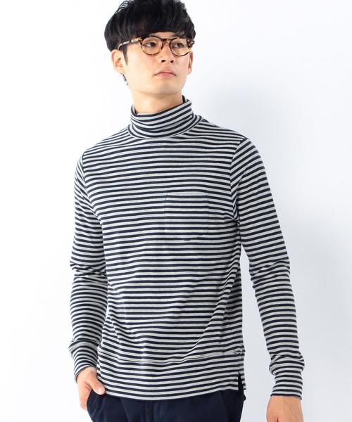 coen（コーエン）の「スムースボーダータートルネック（Tシャツ/カットソー・メンズ・オフホワイト/ネイビー・MEDIUM/LARGE/SMALL/X-LARGE）」の2枚目の写真