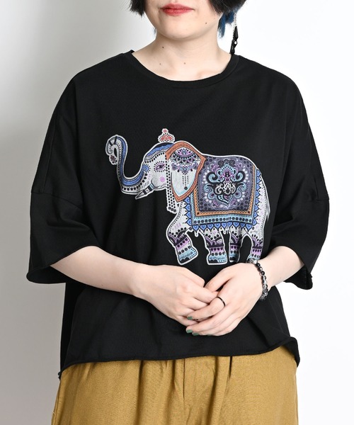 エスニックアニマルプリント オーバーサイズ 半袖Tシャツ（Tシャツ/カットソー）｜ABBEY MARKET（アビーマーケット）Tシャツ/カットソー