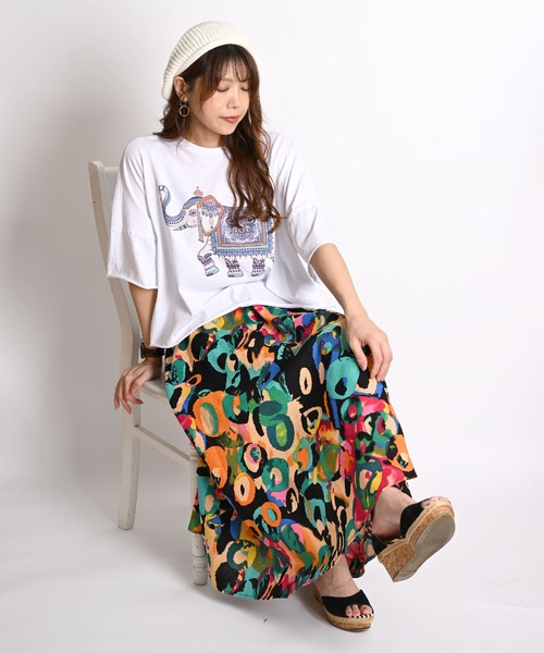 エスニックアニマルプリント オーバーサイズ 半袖Tシャツ（Tシャツ/カットソー）｜ABBEY MARKET（アビーマーケット）