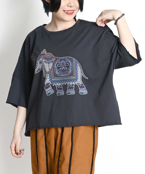 エスニックアニマルプリント オーバーサイズ 半袖Tシャツ（Tシャツ/カットソー）｜ABBEY MARKET（アビーマーケット）