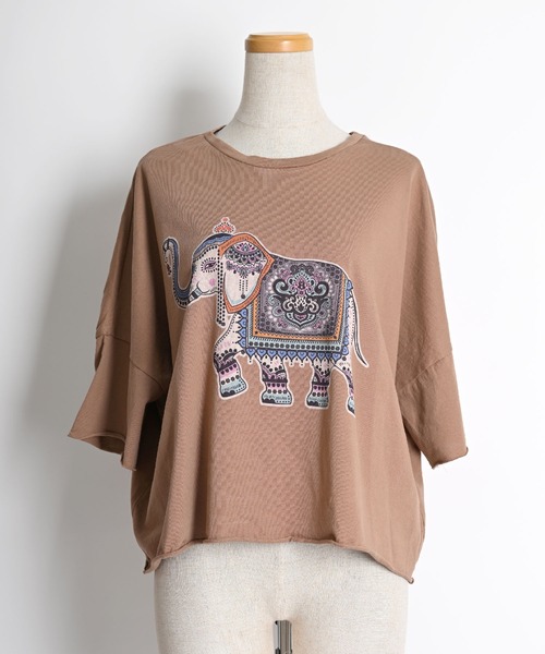 エスニックアニマルプリント オーバーサイズ 半袖Tシャツ（Tシャツ/カットソー）｜ABBEY MARKET（アビーマーケット）