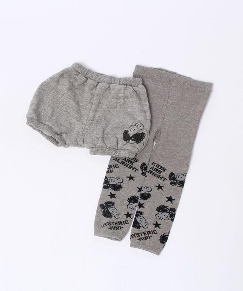 HYSTERIC MINI（ヒステリックミニ）の「BABY Rolling mini All right  ブルマ＋レギンス SET（レギンス/スパッツ・キッズ・ブラック/グレー/ピンク・FREE）」の2枚目の写真