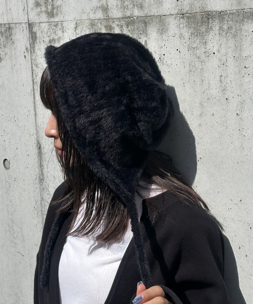 select MOCA（セレクトモカ）の「シャギーフライトニットキャップ（ニットキャップ/ビーニー・レディース・ブラウン/ブラック・FREE）」の4枚目の写真