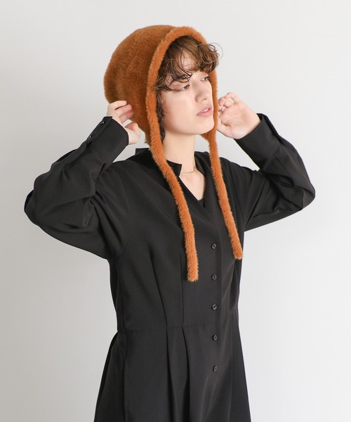 select MOCA（セレクトモカ）の「シャギーフライトニットキャップ（ニットキャップ/ビーニー・レディース・ブラウン/ブラック・FREE）」の15枚目の写真