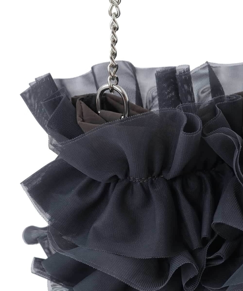 a.v.v（アーヴェヴェ）の「チュールフリルミニショルダー（ショルダーバッグ・レディース・チャコールグレー/ブラウン・38）」の13枚目の写真