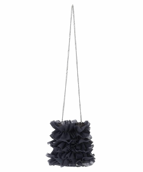 a.v.v（アーヴェヴェ）の「チュールフリルミニショルダー（ショルダーバッグ・レディース・チャコールグレー/ブラウン・38）」の12枚目の写真