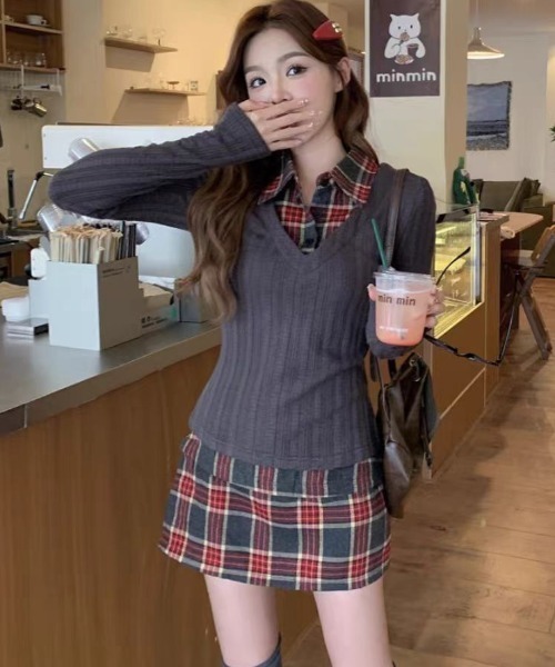 AsheKsha（アシクシャ）の「セットアップ チェック柄ニット