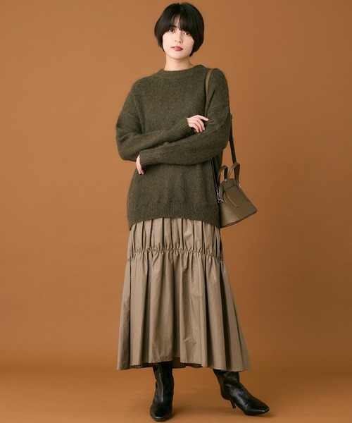 INED CLARO（イネドクラロ）の「コーティングコットンドッキングワンピース（ワンピース・レディース・カーキ/チャコールグレー・フリー）」の4枚目の写真