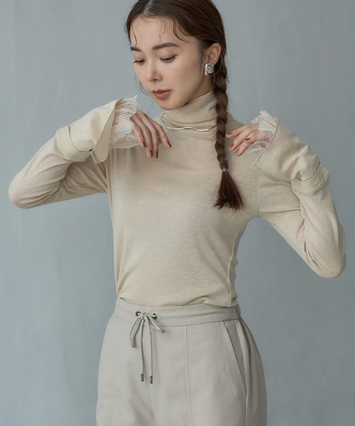 【セール】シアーラメスリーブデザイントップス（Tシャツ/カットソー）｜STYLEVOICE（スタイルヴォイス）