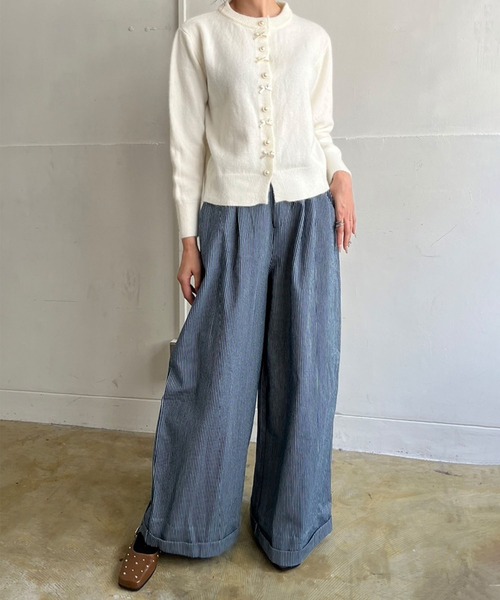 Jewelobe（ジュエローブ）の「パール×リボンニットカーディガン（カーディガン/ボレロ・レディース・レッド/ブラック/オフホワイト/グレー・FREE）」の9枚目の写真