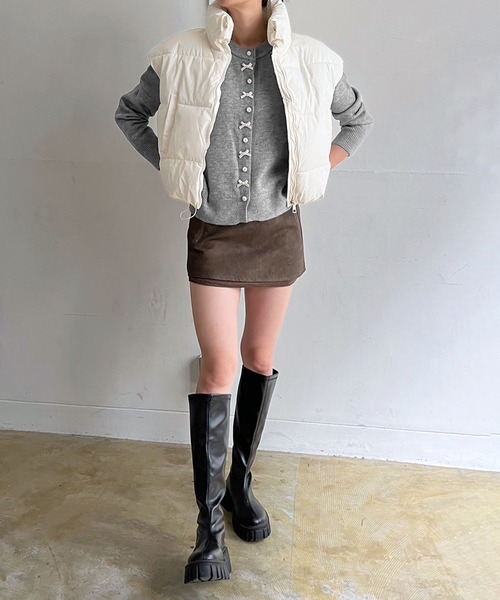 Jewelobe（ジュエローブ）の「パール×リボンニットカーディガン（カーディガン/ボレロ・レディース・レッド/ブラック/オフホワイト/グレー・FREE）」の21枚目の写真