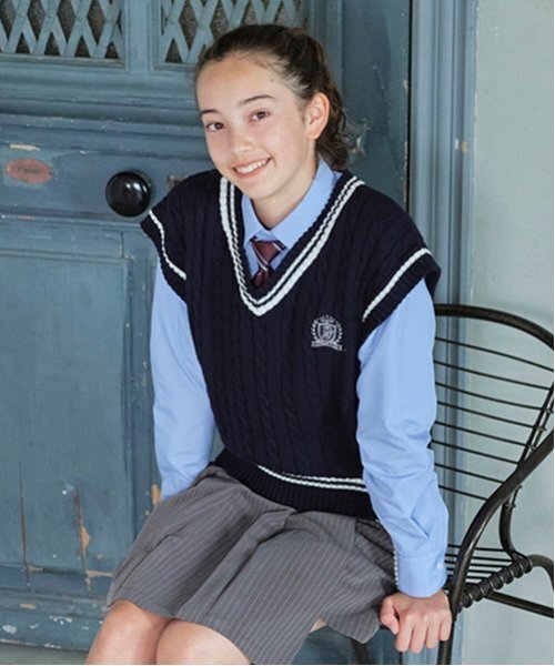 *【シワになりにくい】角襟ブラウス（シャツ/ブラウス）｜pom ponette junior（ポンポネットジュニア）