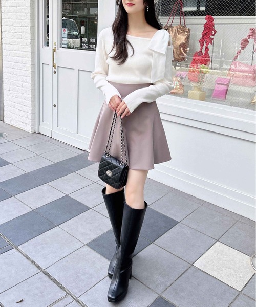 INGNI（イング）の「ワンショル肩リボンニット（ニット/セーター・レディース・グレー系その他/ブラック/オフホワイト/ボルドー・M）」の14枚目の写真