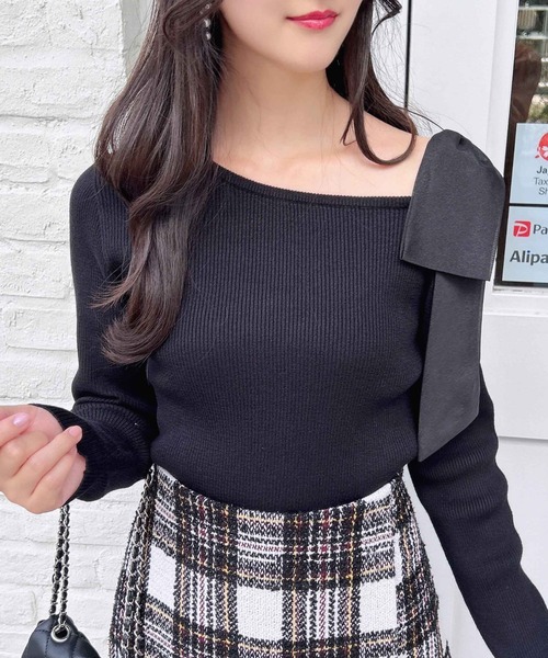 セール】ワンショル肩リボンニット（ニット/セーター）｜INGNI（イング