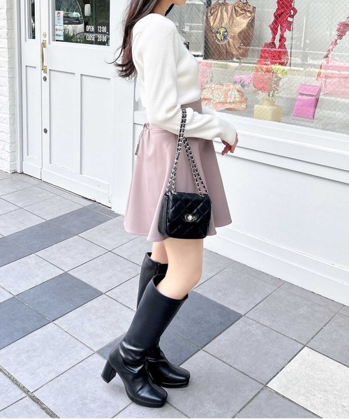 INGNI（イング）の「ワンショル肩リボンニット（ニット/セーター・レディース・グレー系その他/ブラック/オフホワイト/ボルドー・M）」の15枚目の写真