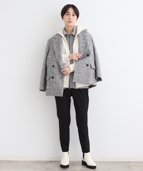 セール】【トレンド◎】リングヘリンボーン柄ダブルジャケットコート