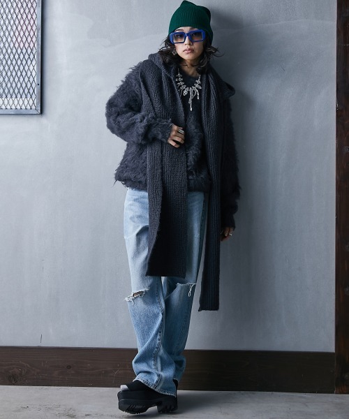 GEVS.（ジェイヴィス）の「シャギークルーネックニットプルオーバー ＜大きいサイズ有＞GEVS.（ニット/セーター・レディース・ピンク/ブルー/アイボリー/チャコール・LL/3L/4L/5L/M/L）」の12枚目の写真