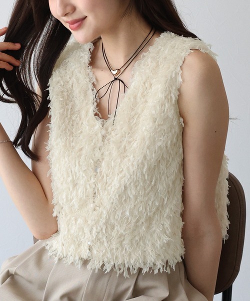 BLUEEAST(ブルーイースト)の「《お気に入り1.2万人突破!/4色展開》フェザーフリンジベスト(ベスト・レディース・アイボリー/ブラック/グレー/ピンク・MEDIUM)」の20枚目の写真