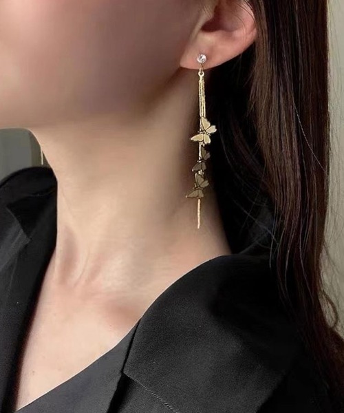 Lace Ladies(レースレディース)の「メニー バタフライ ロング スイング ピアス(ピアス(両耳用)・レディース・ゴールド/シルバー・FREE)」の4枚目の写真