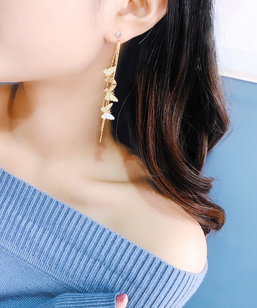 Lace Ladies(レースレディース)の「メニー バタフライ ロング スイング ピアス(ピアス(両耳用)・レディース・ゴールド/シルバー・FREE)」の6枚目の写真