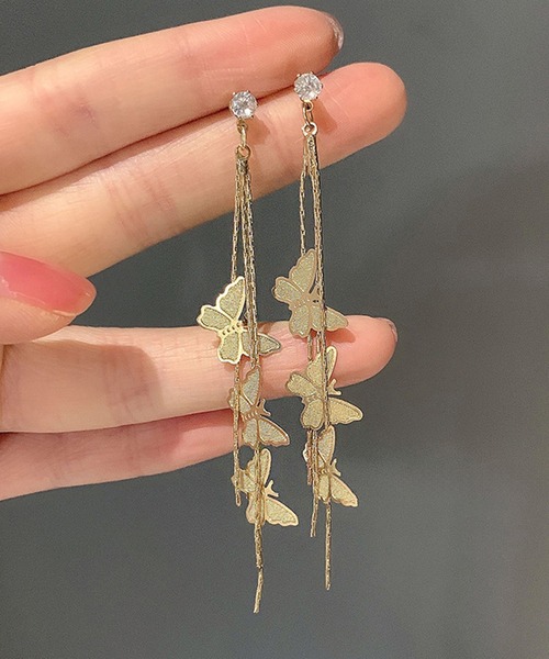 Lace Ladies(レースレディース)の「メニー バタフライ ロング スイング ピアス(ピアス(両耳用)・レディース・ゴールド/シルバー・FREE)」の16枚目の写真
