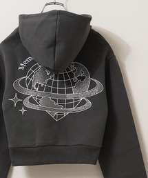 【MEMORY】lady's ラインストーン ユニバーサルハート ボンディング パーカー / Lady's rhinestone universal heart bonding hoodie