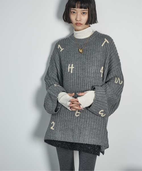 美品 45R 洗える コットン100 夏ギマニットプルオーバー R刺繍 ブラウン FREAK'S STORE ニット セーター 限定展開 片畦 ラウンド