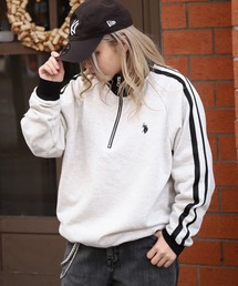 U.S. POLO ASSN.（ユーエスポロアッスン）の「【U.S. POLO ASSN.】 ライン ハーフジップ 長袖 裏毛 スウェット トレーナー（スウェット）」