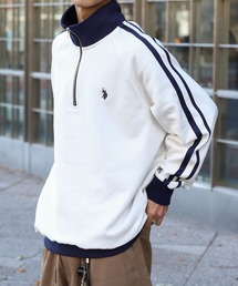 U.S. POLO ASSN.（ユーエスポロアッスン）の「【U.S. POLO ASSN.】 ライン ハーフジップ 長袖 裏毛 スウェット トレーナー（スウェット）」