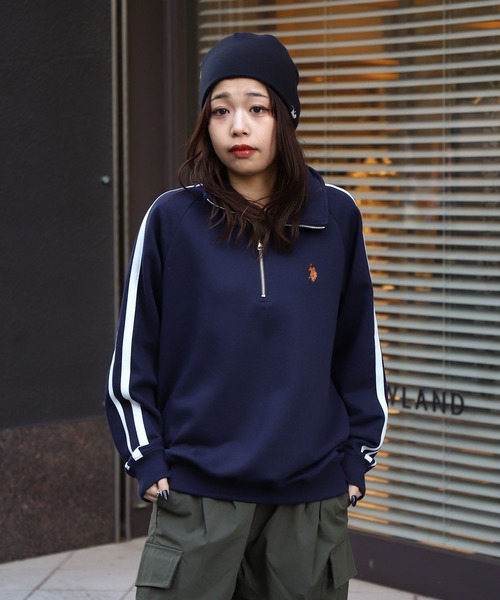 U.S. POLO ASSN.（ユーエスポロアッスン）の「【U.S. POLO ASSN.】 ライン ハーフジップ 長袖 裏毛 スウェット トレーナー（スウェット・メンズ・ブラック/オートミール/ホワイト×ネイビー/ネイビー・MEDIUM/LARGE/X-LARGE）」の20枚目の写真