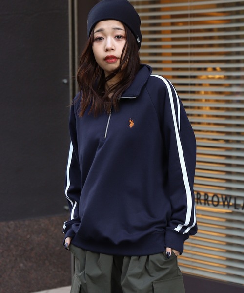 U.S. POLO ASSN.（ユーエスポロアッスン）の「【U.S. POLO ASSN.】 ライン ハーフジップ 長袖 裏毛 スウェット トレーナー（スウェット・メンズ・ブラック/オートミール/ホワイト×ネイビー/ネイビー・MEDIUM/LARGE/X-LARGE）」の21枚目の写真