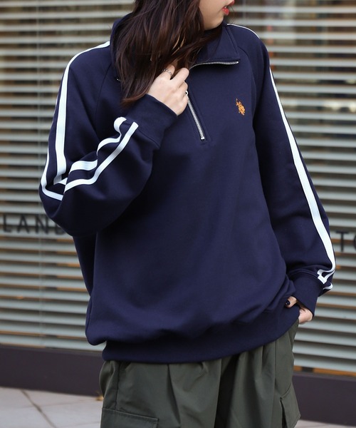 U.S. POLO ASSN.（ユーエスポロアッスン）の「【U.S. POLO ASSN.】 ライン ハーフジップ 長袖 裏毛 スウェット トレーナー（スウェット・メンズ・ブラック/オートミール/ホワイト×ネイビー/ネイビー・MEDIUM/LARGE/X-LARGE）」の19枚目の写真