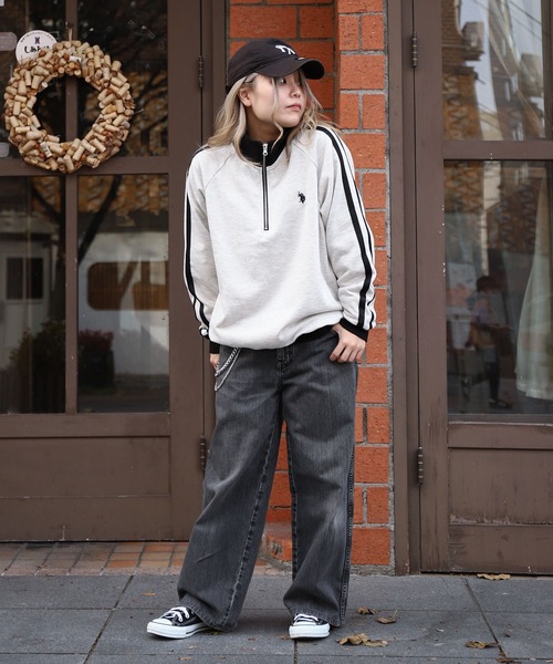 U.S. POLO ASSN.（ユーエスポロアッスン）の「【U.S. POLO ASSN.】 ライン ハーフジップ 長袖 裏毛 スウェット トレーナー（スウェット・メンズ・ブラック/オートミール/ホワイト×ネイビー/ネイビー・MEDIUM/LARGE/X-LARGE）」の18枚目の写真