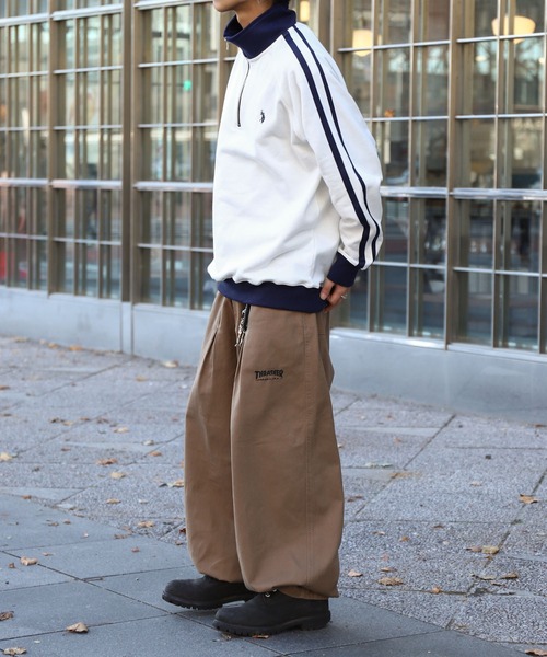 U.S. POLO ASSN.（ユーエスポロアッスン）の「【U.S. POLO ASSN.】 ライン ハーフジップ 長袖 裏毛 スウェット トレーナー（スウェット・メンズ・ブラック/オートミール/ホワイト×ネイビー/ネイビー・MEDIUM/LARGE/X-LARGE）」の8枚目の写真