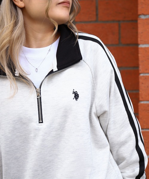 U.S. POLO ASSN.（ユーエスポロアッスン）の「【U.S. POLO ASSN.】 ライン ハーフジップ 長袖 裏毛 スウェット トレーナー（スウェット・メンズ・ブラック/オートミール/ホワイト×ネイビー/ネイビー・MEDIUM/LARGE/X-LARGE）」の14枚目の写真