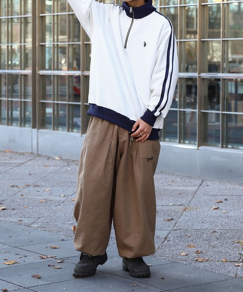 U.S. POLO ASSN.（ユーエスポロアッスン）の「【U.S. POLO ASSN.】 ライン ハーフジップ 長袖 裏毛 スウェット トレーナー（スウェット・メンズ・ブラック/オートミール/ホワイト×ネイビー/ネイビー・MEDIUM/LARGE/X-LARGE）」の7枚目の写真