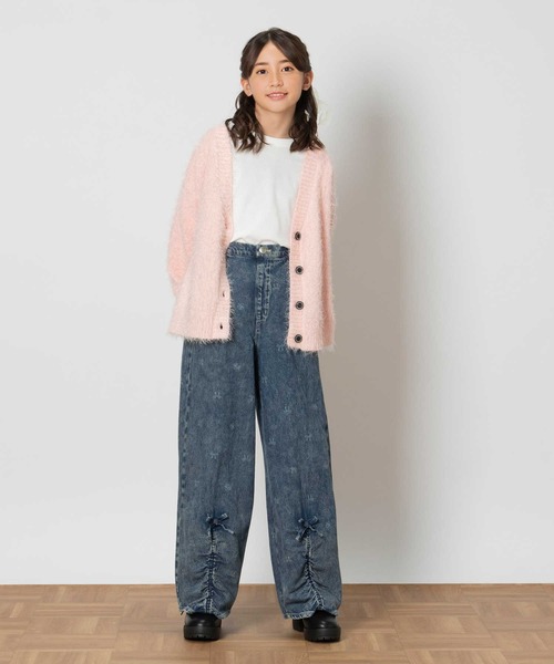 Right-on（ライトオン）の「【VIVIAN BLUE】リボン抜染デニムワイドパンツ（デニムパンツ・キッズ・ライトインディゴブルー/ダークインディゴブルー・130/140/150/160）」の3枚目の写真