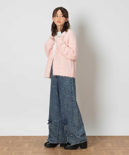 Right-on（ライトオン）の「【VIVIAN BLUE】リボン抜染デニムワイドパンツ（デニムパンツ・キッズ・ライトインディゴブルー/ダークインディゴブルー・130/140/150/160）」の4枚目の写真