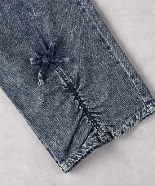 Right-on（ライトオン）の「【VIVIAN BLUE】リボン抜染デニムワイドパンツ（デニムパンツ・キッズ・ライトインディゴブルー/ダークインディゴブルー・130/140/150/160）」の10枚目の写真