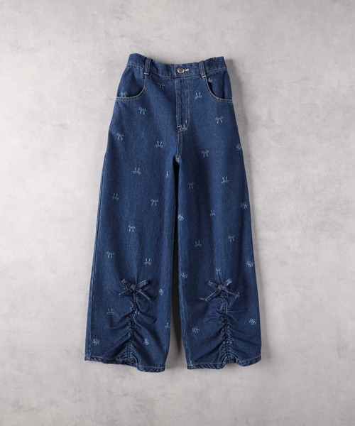 Right-on（ライトオン）の「【VIVIAN BLUE】リボン抜染デニムワイドパンツ（デニムパンツ・キッズ・ライトインディゴブルー/ダークインディゴブルー・130/140/150/160）」の17枚目の写真