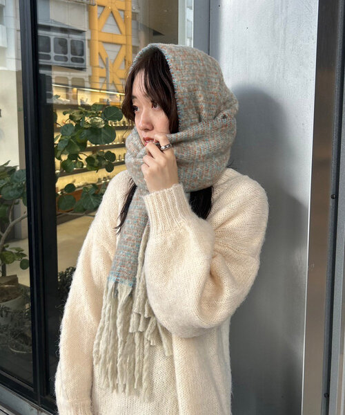 mystic（ミスティック）の「MIXカラーストール（ストール/ショール・レディース・オフホワイト/グレー/イエロー・ONE SIZE）」の2枚目の写真