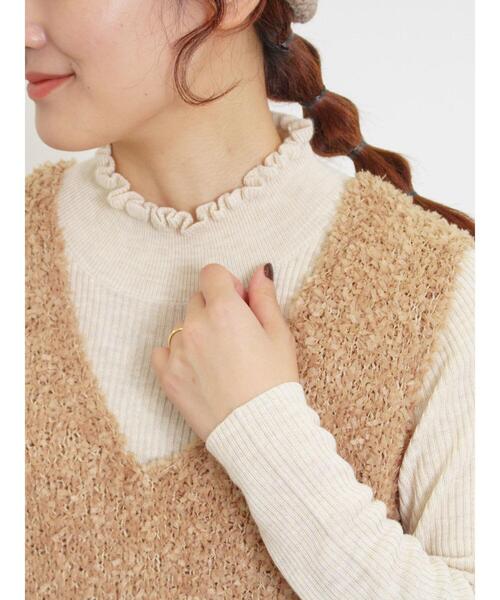 Samansa Mos2（サマンサ モスモス）の「【マシンウォッシャブル】ニットリブフリルタートルネック（ニット/セーター・レディース・グレー/モカ/キナリ/オフホワイト・F）」の3枚目の写真