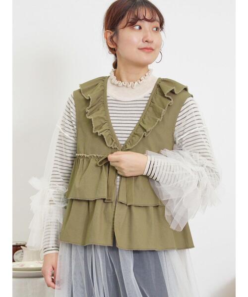 Samansa Mos2（サマンサ モスモス）の「【マシンウォッシャブル】ニットリブフリルタートルネック（ニット/セーター・レディース・グレー/モカ/キナリ/オフホワイト・F）」の14枚目の写真