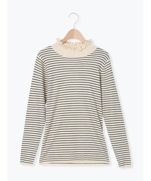 Samansa Mos2（サマンサ モスモス）の「【マシンウォッシャブル】ニットリブフリルタートルネック（ニット/セーター・レディース・グレー/モカ/キナリ/オフホワイト・F）」の6枚目の写真