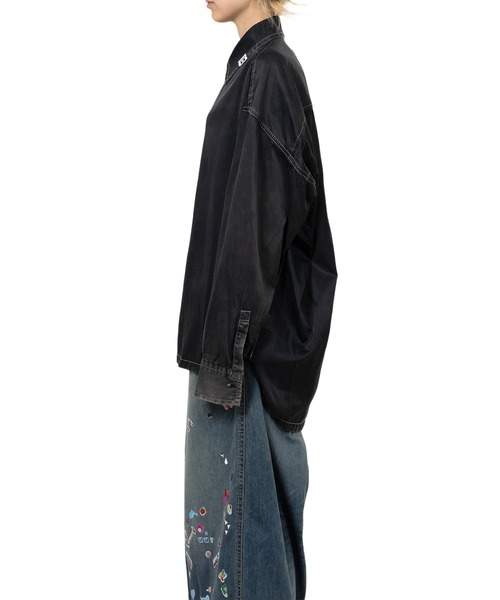 Maison MIHARA YASUHIRO（メゾンミハラヤスヒロ）の「Vintage Like Satin Shirt（シャツ/ブラウス・レディース・ブルー/カーキ/ブラック・38/36）」の4枚目の写真