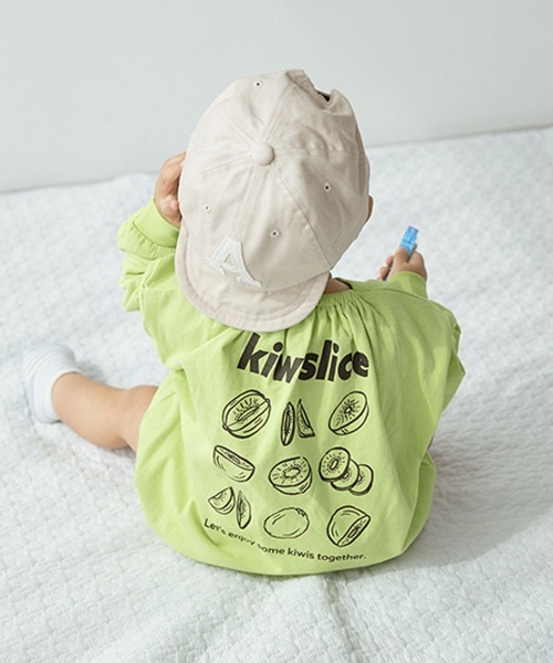 devirock（デビロック）の「綿100％ デビラボ プリント ゆったり 長袖 ロンパース（ロンパース・キッズ・ブルー系1/イエロー系1/グレー系1/パープル系1/グリーン系2/グリーン系1/ブルー系2/ホワイト系1・70cm/80ｃｍ）」の4枚目の写真