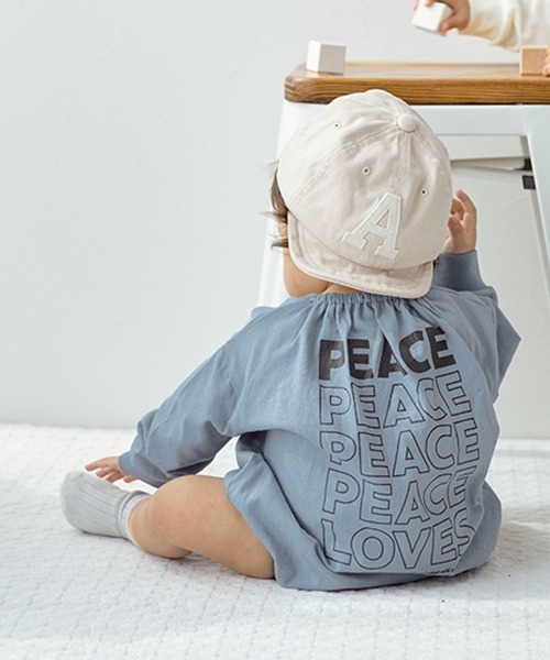 devirock（デビロック）の「綿100％ デビラボ プリント ゆったり 長袖 ロンパース（ロンパース・キッズ・ブルー系1/イエロー系1/グレー系1/パープル系1/グリーン系2/グリーン系1/ブルー系2/ホワイト系1・70cm/80ｃｍ）」の6枚目の写真