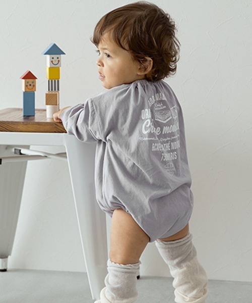 devirock（デビロック）の「綿100％ デビラボ プリント ゆったり 長袖 ロンパース（ロンパース・キッズ・ブルー系1/イエロー系1/グレー系1/パープル系1/グリーン系2/グリーン系1/ブルー系2/ホワイト系1・70cm/80ｃｍ）」の7枚目の写真